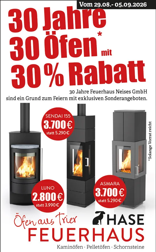 Aktion Kaminofen Trier 30Jahre 30 Öfen